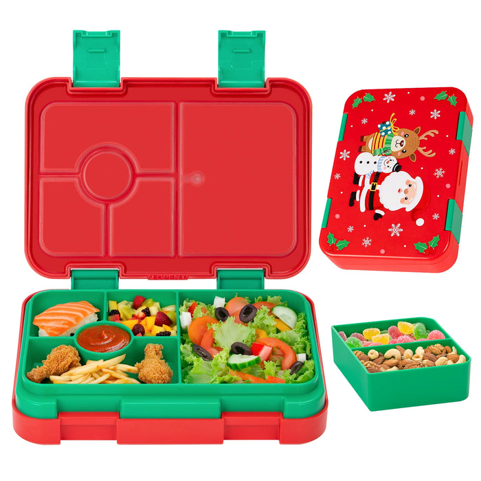 1100ml Cartoon Christmas Printed Lunch Box Microwavable Bento Box Interlayer Leakproof Storage Box Hermetic Containers Students