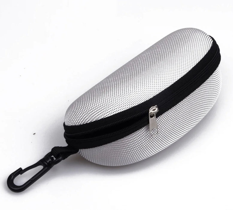 Hard shell sunglasses case with clip, Grey