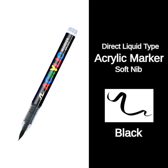 GUANGNA 16 Colors Direct-liquid Acrylic Paint Pens Brush Marker Pen for Rock Painting Stone Ceramic DIY Art Supplies Stationery