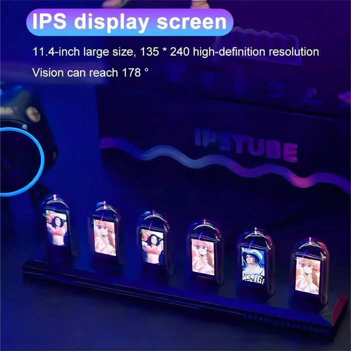 Nixie Tube Clock Night Light IPS RGB Glow Color App Control DIY Screen Digital Tube Clock For Bedroom