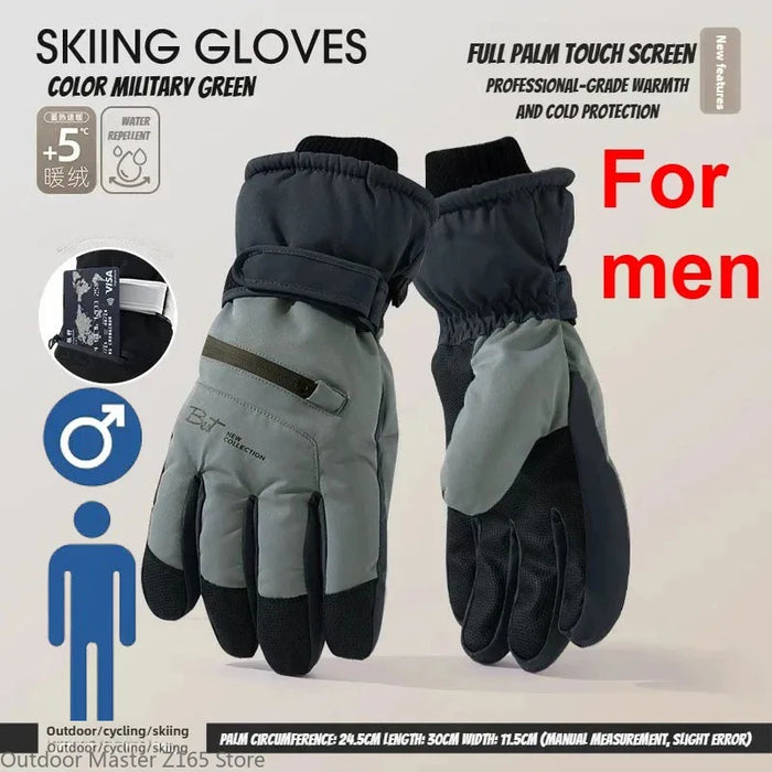 Winter Cycling Gloves Non Slip Touch Ski Gloves Snowboard Accessories Waterproof Pocket Warm Men's and Women's Thermal Gloves