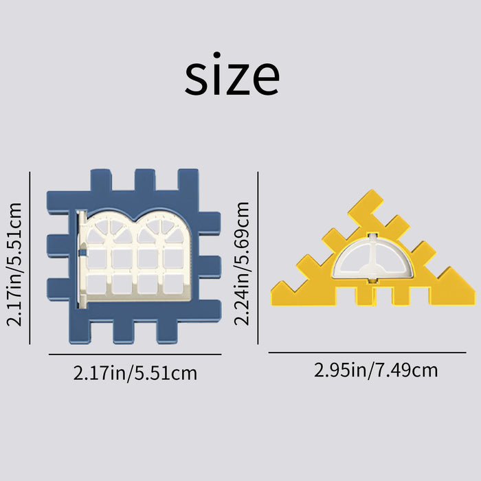 Panel sizes: square 5.5 x 5.5 cm, roof triangle 7.5 x 5.7 cm
