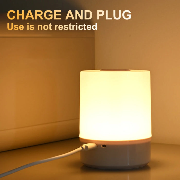 Touch Night Light Bedroom Table Lamp 3 Modes Dimming Rechargeable Night Lamp Ambient Light Soft Light Bedside Lamp For Kids Gift