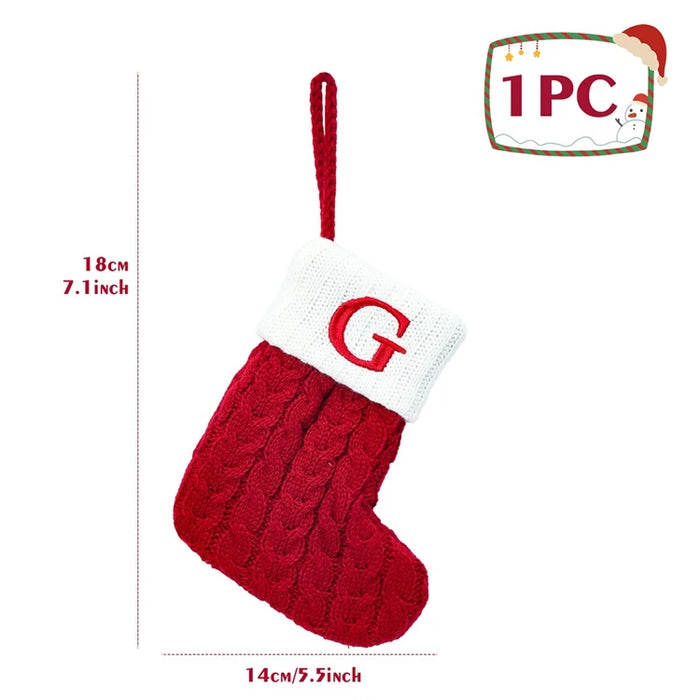 Christmas Alphabet Knitting Socks Christmas Tree Ornaments Christmas Decorations For Home 2025 Navidad Noel New Year 2026 Gifts