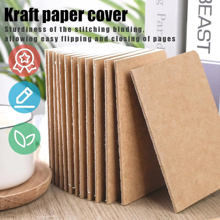16/24PCS Kraft Notebooks,3.5x5in Pocket Notebooks Blank Paper Small Pocket Journal Notepads  for School Office Home Travel Gifts
