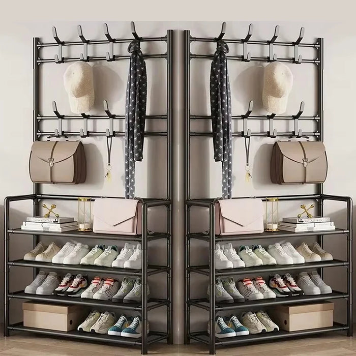 Clothes Hanger Multi-Layer Shoe Rack Doorway DIY Hat And Shoes Shelf Simple Floor-Standing Living Room Organizer Storage Racks