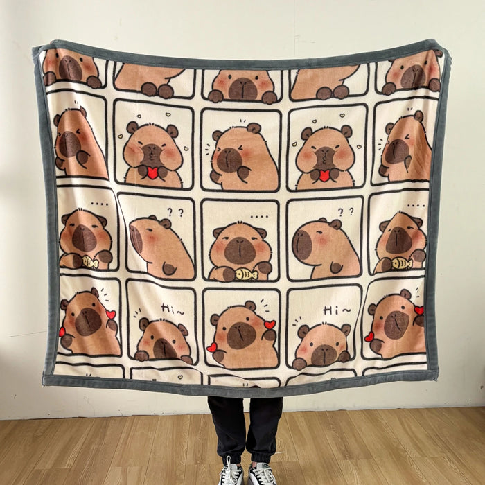YanYangTian 2024 New Capybara Thin blanket sofa cover bedding Cute puppy print Autumn Winter warm comforter Home and decoration