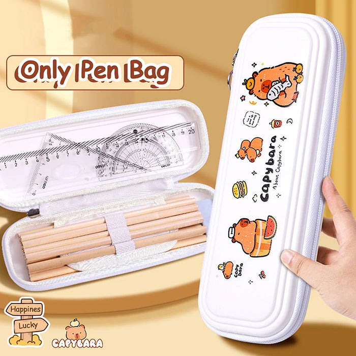3D Cute Capybara Pencil Case Drop Resistant Waterproof Storage Box Hard Shell Decompression Pen Bag Student School Supplies