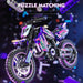 Purple dirt bike building block model on a dark background