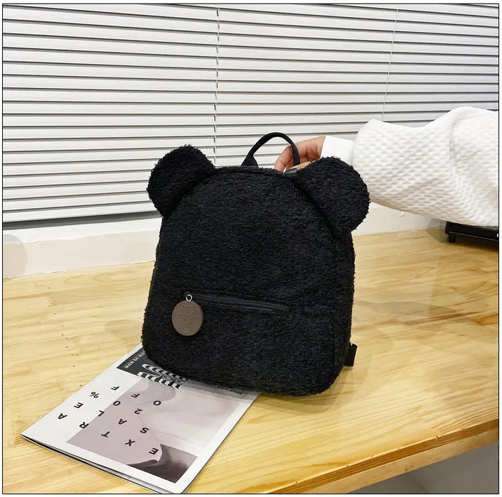 Womens Girls Cute Bear Pattern Backpack Plush