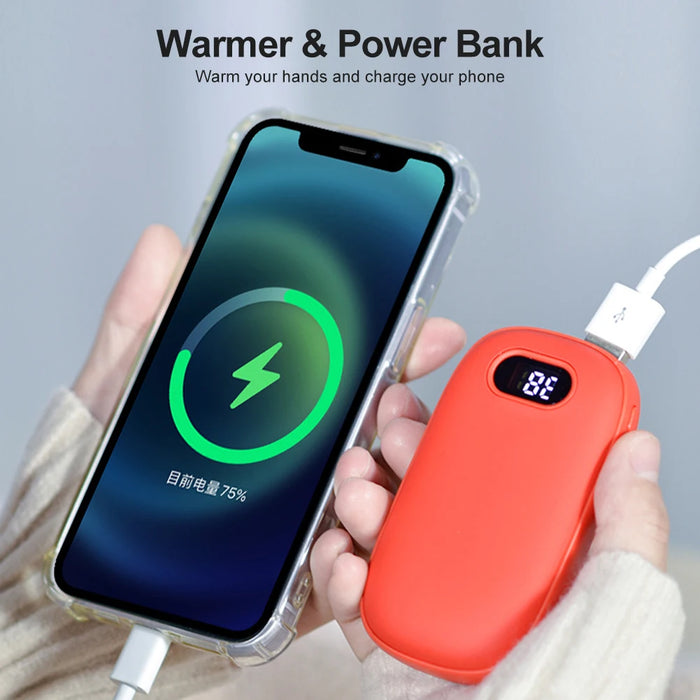 10000mAh Hand Warmer Power Bank USB Rechargeable Mini Hand Warmers with Digital Display 2 Temp Levels for Travel Outdoor Camping
