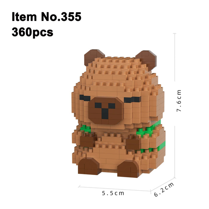 Design 355 capybara with green vine, 360 pieces, 7.6 cm tall