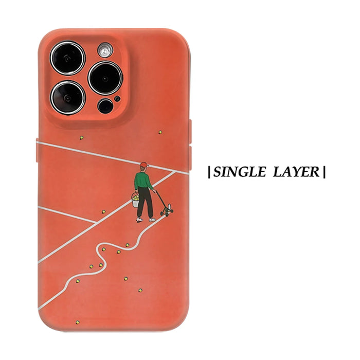 Aegis case Protective Bumper for Magnetic Magsafe for iPhone 17 16 15 14 Plus 13 Pro Max Hard PC  Tennis Court Art Cover