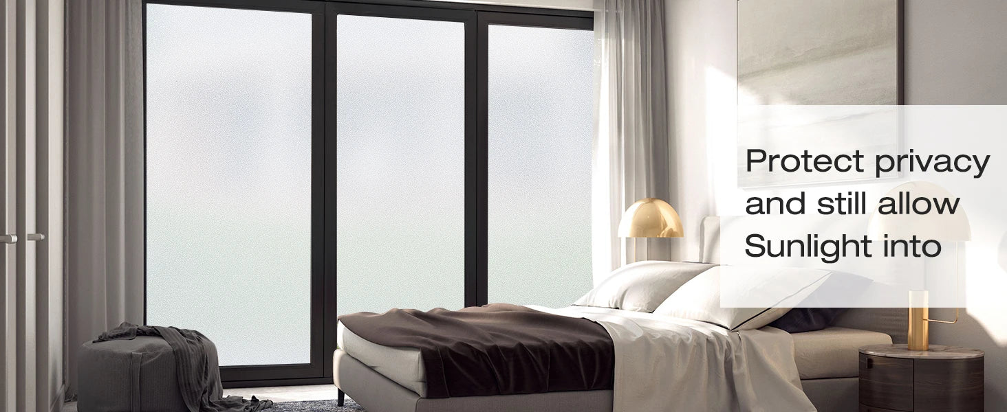 Window Film Frosted Glass Window Privacy Film No Glue Bathroom Window Privacy Film Static Cling Non-Adhesive Sun Blocking Heat