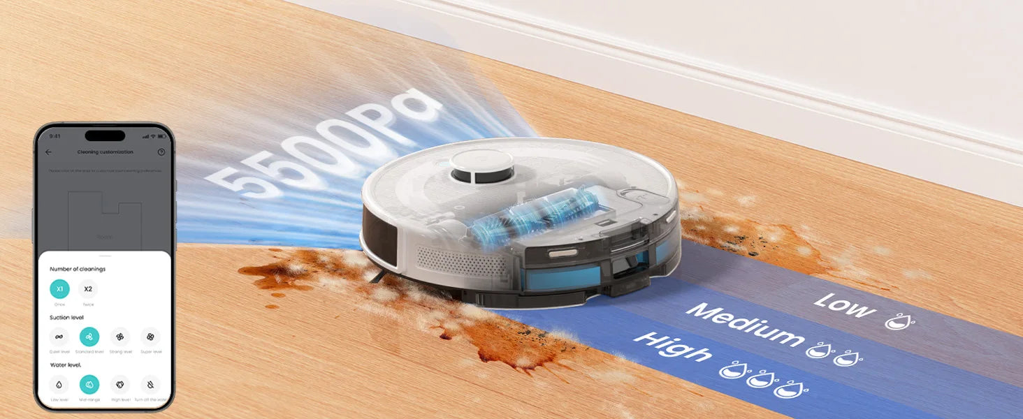 Lefant M2Pro Robot Vacuum with Mop,Self-Emptying, 5500Pa , DTOF Laser Navigation, PSD Obstacle Avoidance, Wi-fi/Alexa Control