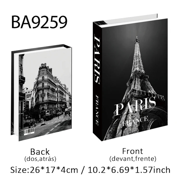 Luxury Fake Book Storage Box Abstract Decorative Books Open Paris Home Decor Coffee Table Bedroom Ornaments Interior Decoration