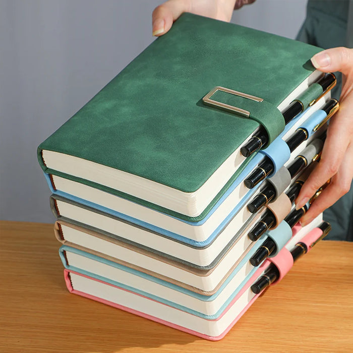 Vintage A5 leather notebook with personalized soft cover - perfect for business meetings and college life