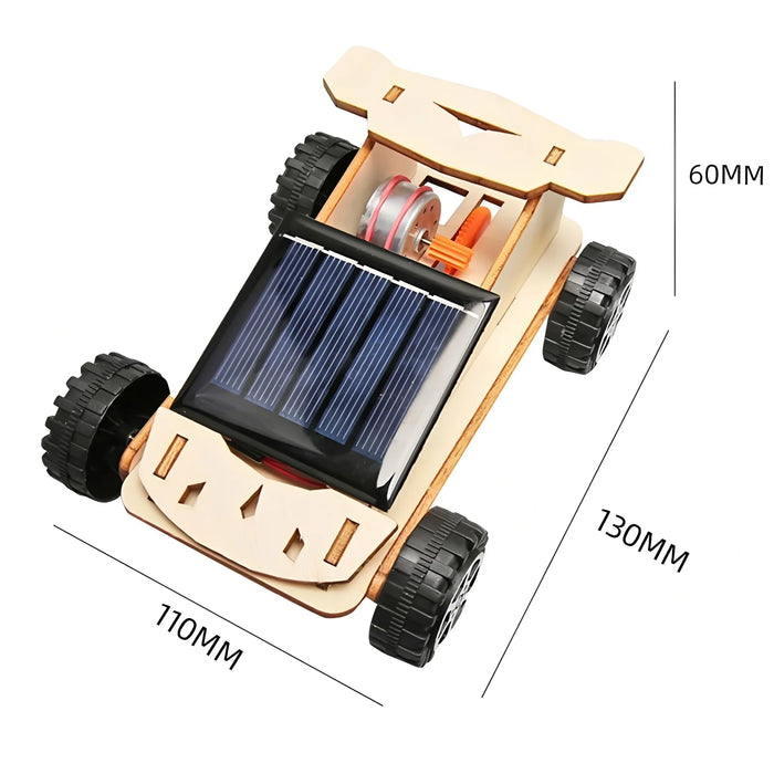 Compact solar car model, about 13 x 11 x 6 cm