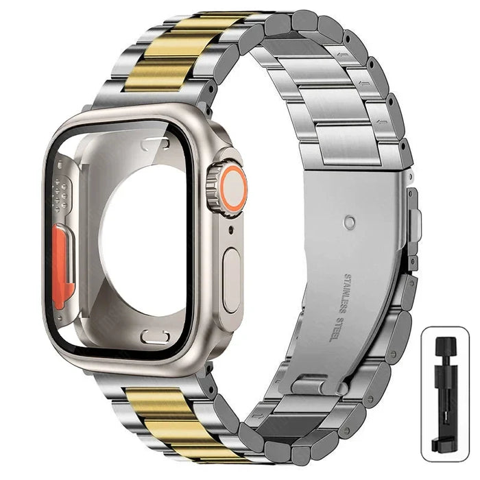 Change to Ultra Case+Band For Apple Watch 46mm 44 42mm 45mm Metal Stainless Steel strap for iWatch series Series 10 9 8 7 6 SE 5