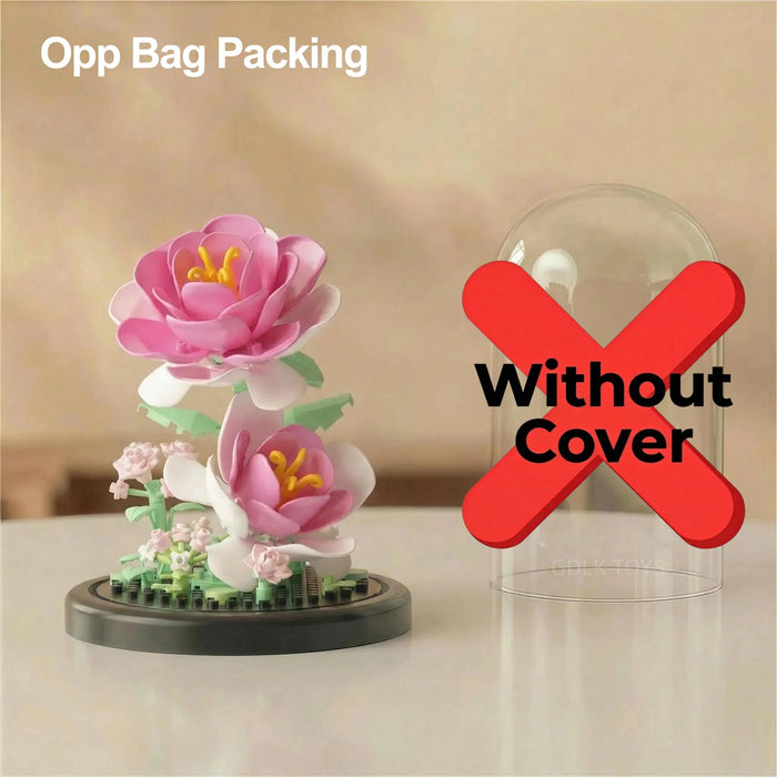 Pink peony micro block bouquet, version without dome