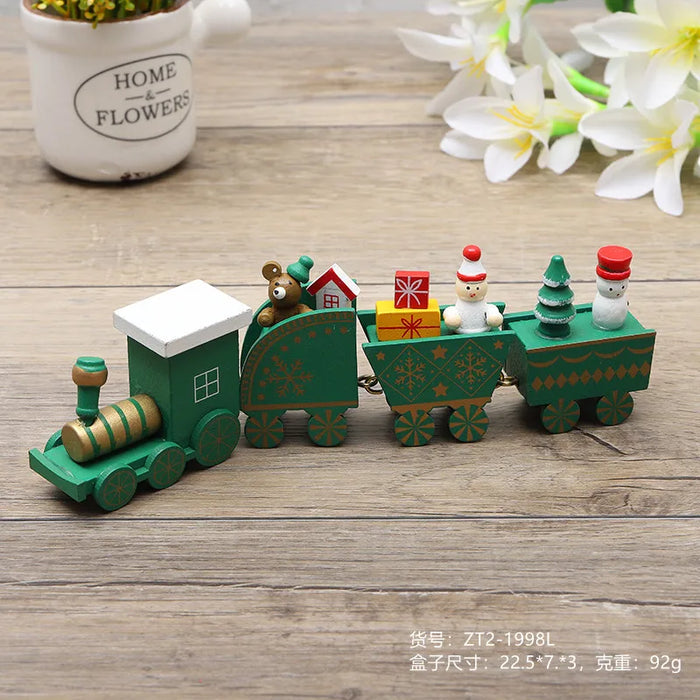 Christmas Decorations Wooden Four Section Small Train Festival Children's Gifts Toy
