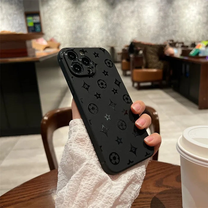 Luxury Retro Classic Phone Case For iP 16 15 14 13 12 11Pro Max XR X XS 12Mini 16Puls 15Pro Soft Silicone Black Phone Cases