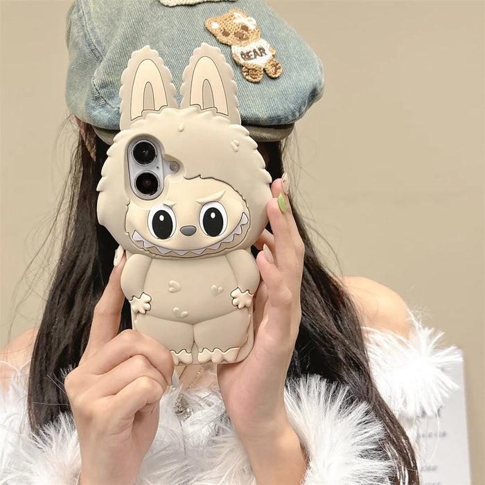 3D Cute Animal Rabbit Elf Creative Soft Silicone Phone Cases For iPhone 16 15 Pro Max 12 13 14 Plus Shockproof Cover