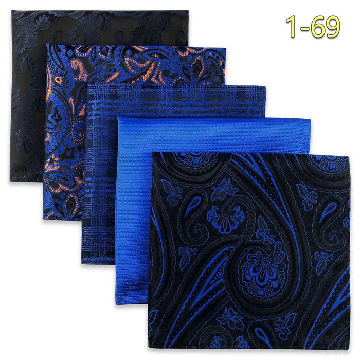 5 Pieces Mens Pocket Squares Wedding Handkerchiefs Set Fashion Formal Bundle Luxury Unique