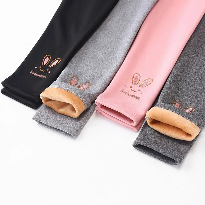 2026 Girls Tights Baby Fleece Lined Pants Children Thermal Bottoms Kids Autumn Winter Fashion Trousers Soft Bunny Leggings 3-8Y