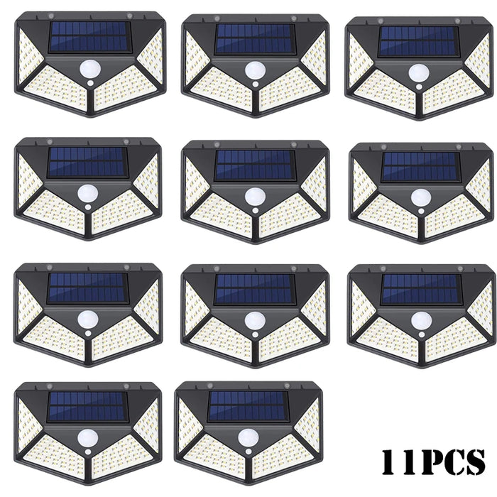 1-12 Pack Solar Lights Outdoor 100 LED Wall Lamp Motion Sensor Lights Waterproof Solar Street Light for Garden Porch Yard Garage