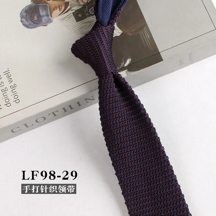 Striped Knitted Neckties For Men Narrow Retro Knitting Neck Tie Korean Style Casual Cravat Shirts Accessories Suit Neckwear