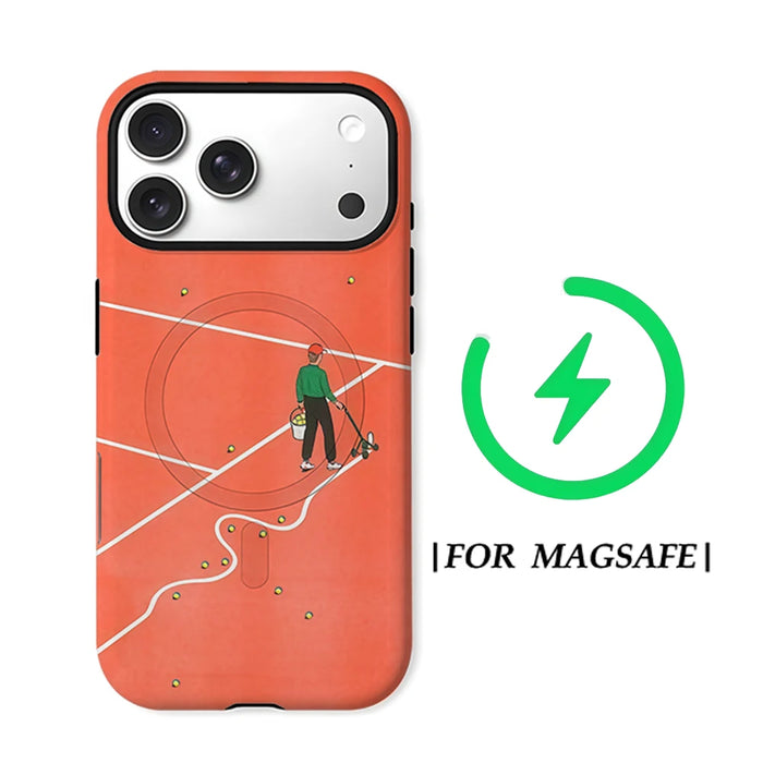 Aegis case Protective Bumper for Magnetic Magsafe for iPhone 17 16 15 14 Plus 13 Pro Max Hard PC  Tennis Court Art Cover