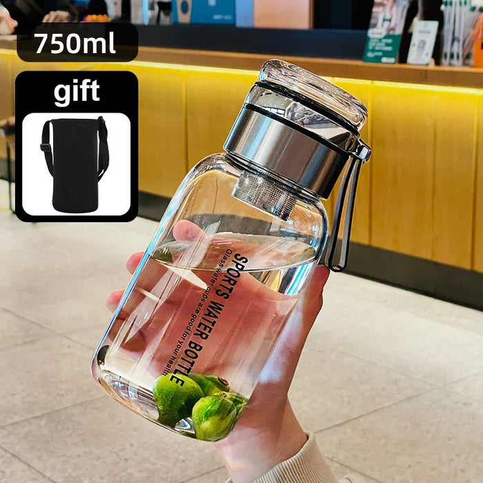 Large Capacity Glass Water Bottle Transparent Milk Juice Cup  for Tour Outdoor Sports and Travel Leak Glass Bottle