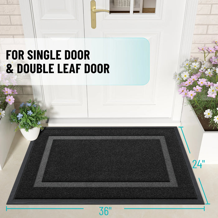 Front Door Mat Indoor Outdoor Entrance Waterproof Sturdy Natural Rubber Fade Resistant Easy Clean Patio Porch Door Mat