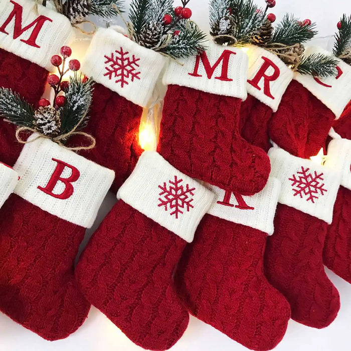 Christmas Alphabet Knitting Socks Christmas Tree Ornaments Christmas Decorations For Home 2025 Navidad Noel New Year 2026 Gifts