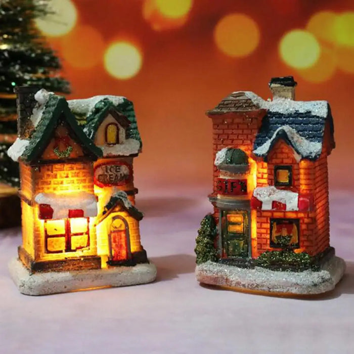Resin Christmas House Figurine Tiny Resin House Village Miniature