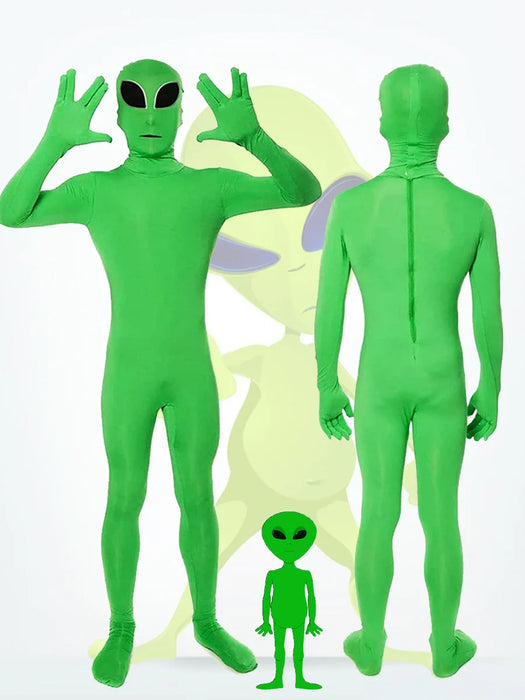 Kids Adult ET Alien Cosplay Costume Zentai Jumpsuits Green ET Alien Mascot Halloween Carnival Masquerade Bodysuit Suit