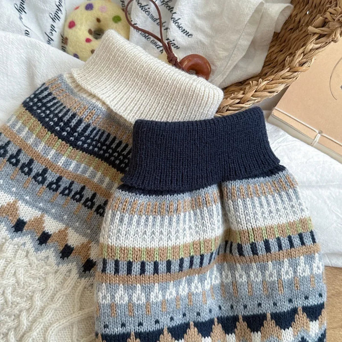 Close-up of the patterned yoke and turtleneck