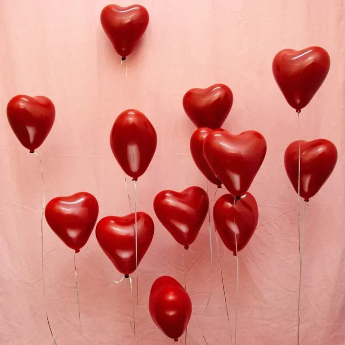 50/100pcs 10inch Red Heart Balloons Valentines Day Balloon for Valentines Decoration