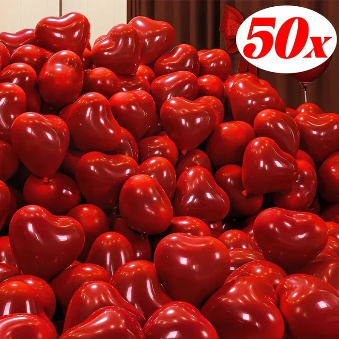 50/100pcs 10inch Red Heart Balloons Valentines Day Balloon for Valentines Decoration