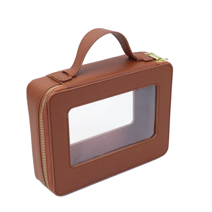 Customized Letters Transparent Makeup Bag Saffiano Portable Cosmetic Case