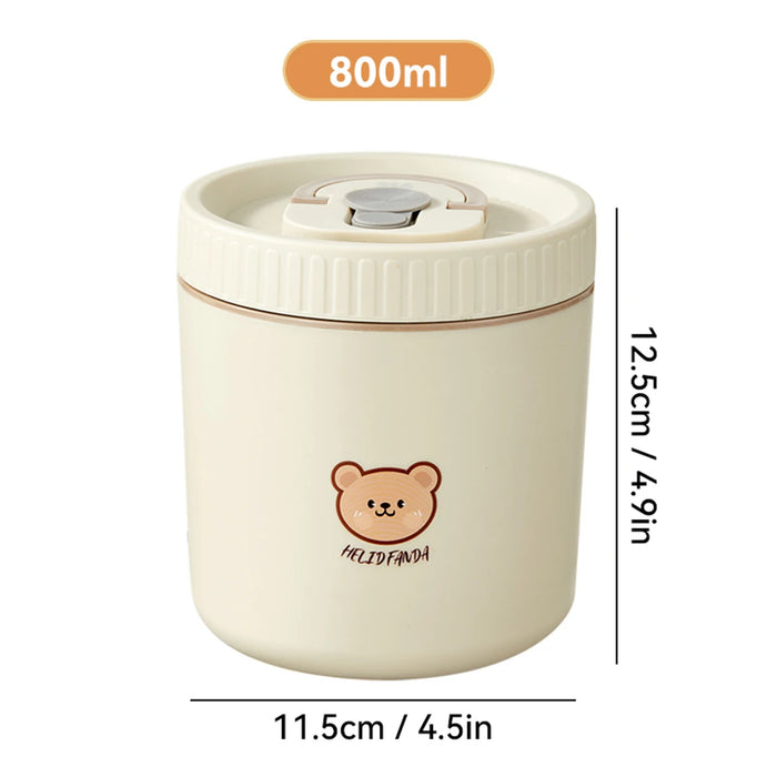 WORTHBUY Microwave Sealed 304 Stainless Steel Thermal Bento Lunch Box Large Capacity Cute Insulated Food Container For Students