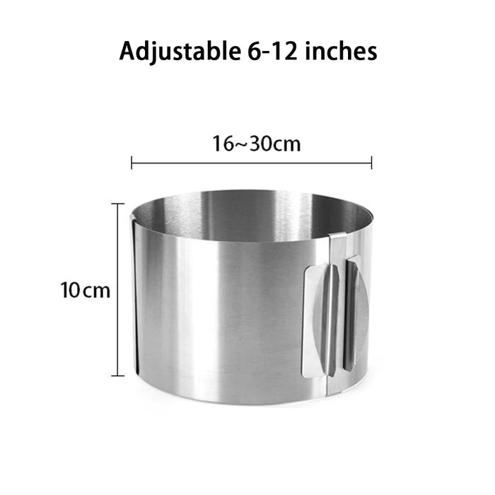 Adjustable Cake Ring for Baking 430 Stainless Steel 6-30cm Telescopic Mousse Ring Rustproof with Scale 3D Cake Baking Molds