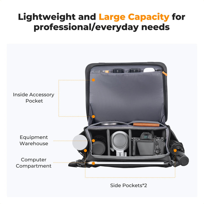 K&F Concept 10L Camera Sling Bag Shoulder Backpack Photography Crossbody Camera Bag for Sony Nikon Canon DSLR with Tripod Holder