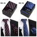 Four men's tie gift sets in assorted patterns with style codes