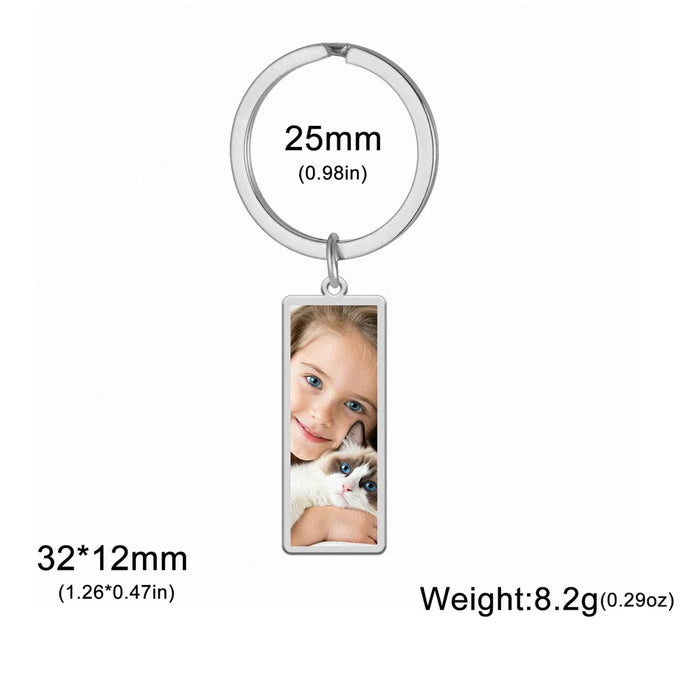 Custom Photo Keychain Stainless Steel Keyring Rectangle Heart Shape Personalized Picture Key Holder Jewelry Valentine's Day Gift