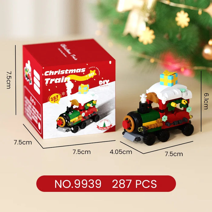 Christmas train locomotive micro block set, 287 pieces, with box