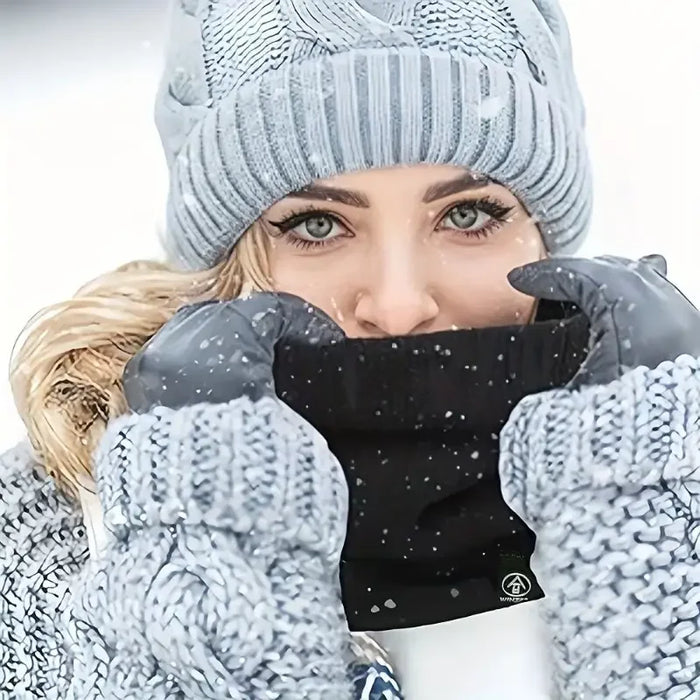 Warm Knitted Scarf Thickened Plush Windproof Winter Neck Gaiter Cold Weather Outdoor Sport Ski Running Men Women Tube Scarf