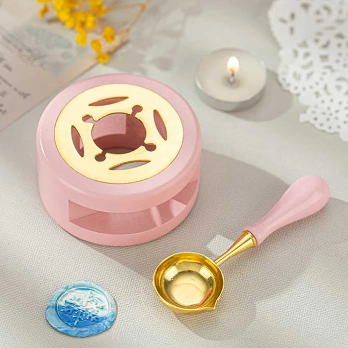 Wax seal melting stove and spoon: Stove + Spoon, Pink