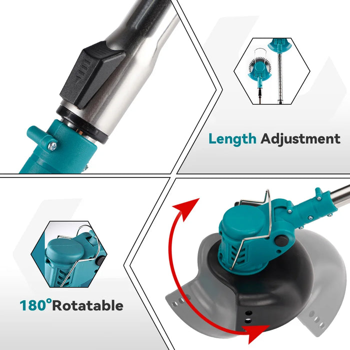 YOFIDRA Electric Lawn Mower Cordless Garden Grass Cutting Trimmer 100-135cm Length Cutter Power Tool For Makita 18V Battery Pin